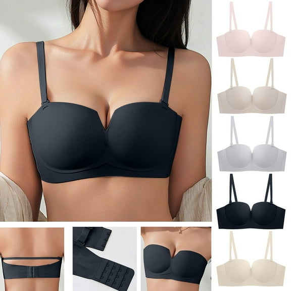 Swuxness Women's Wireless Plus Size Bras Front Closure Solid Color Comfortable V Neck Breathable