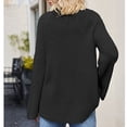 thumbnail image 5 of Women Knit Sweater Bell Sleeve Long Sleeve Jacket Fashion Style Loose Round Neck Pullover Jumper Black XL, 5 of 7
