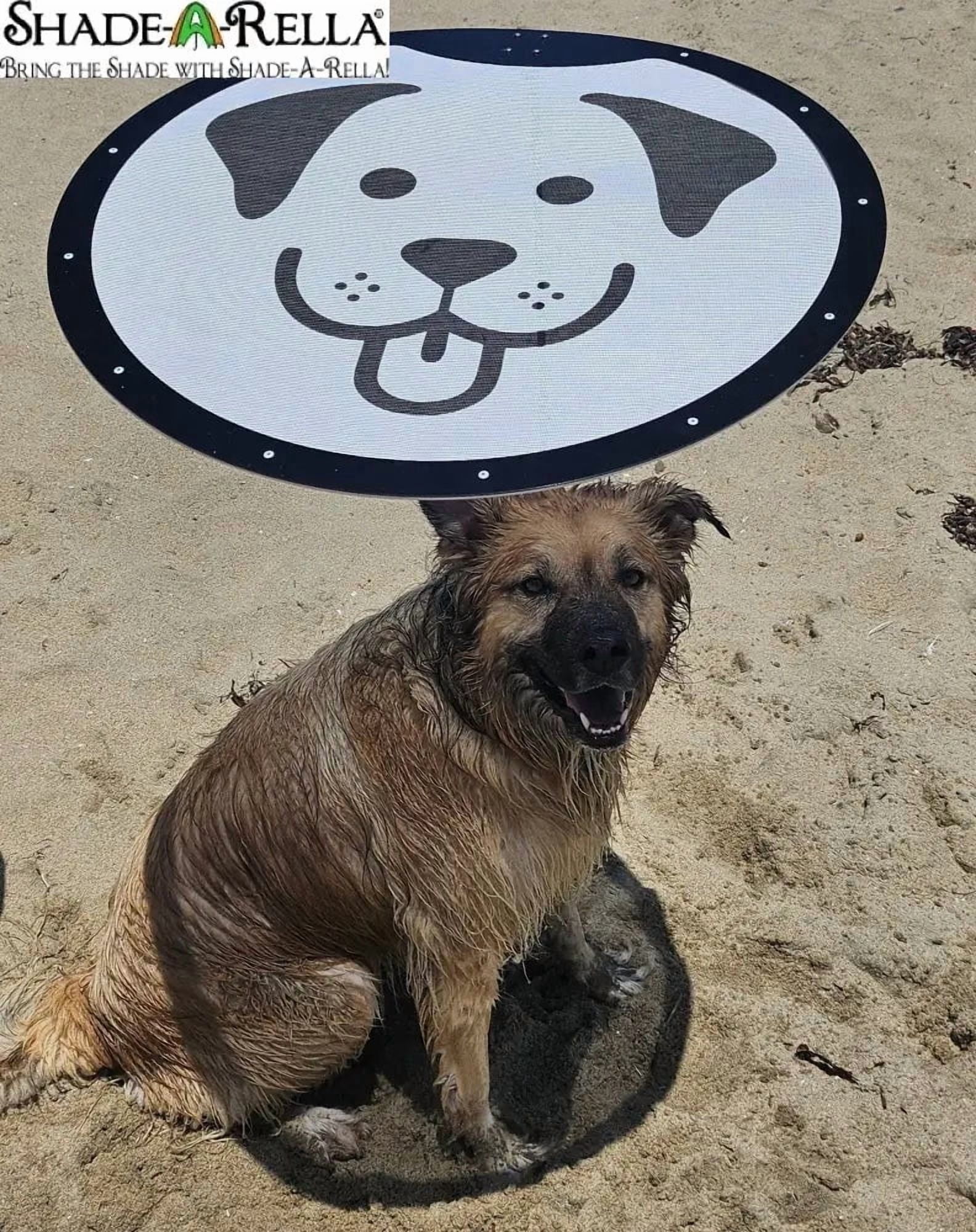 Limited Edition!  Introducing the Pup-A-Rella!  24" round, 70% shade cloth printed Puppy face plant shade, plant umbrella, portable shade
