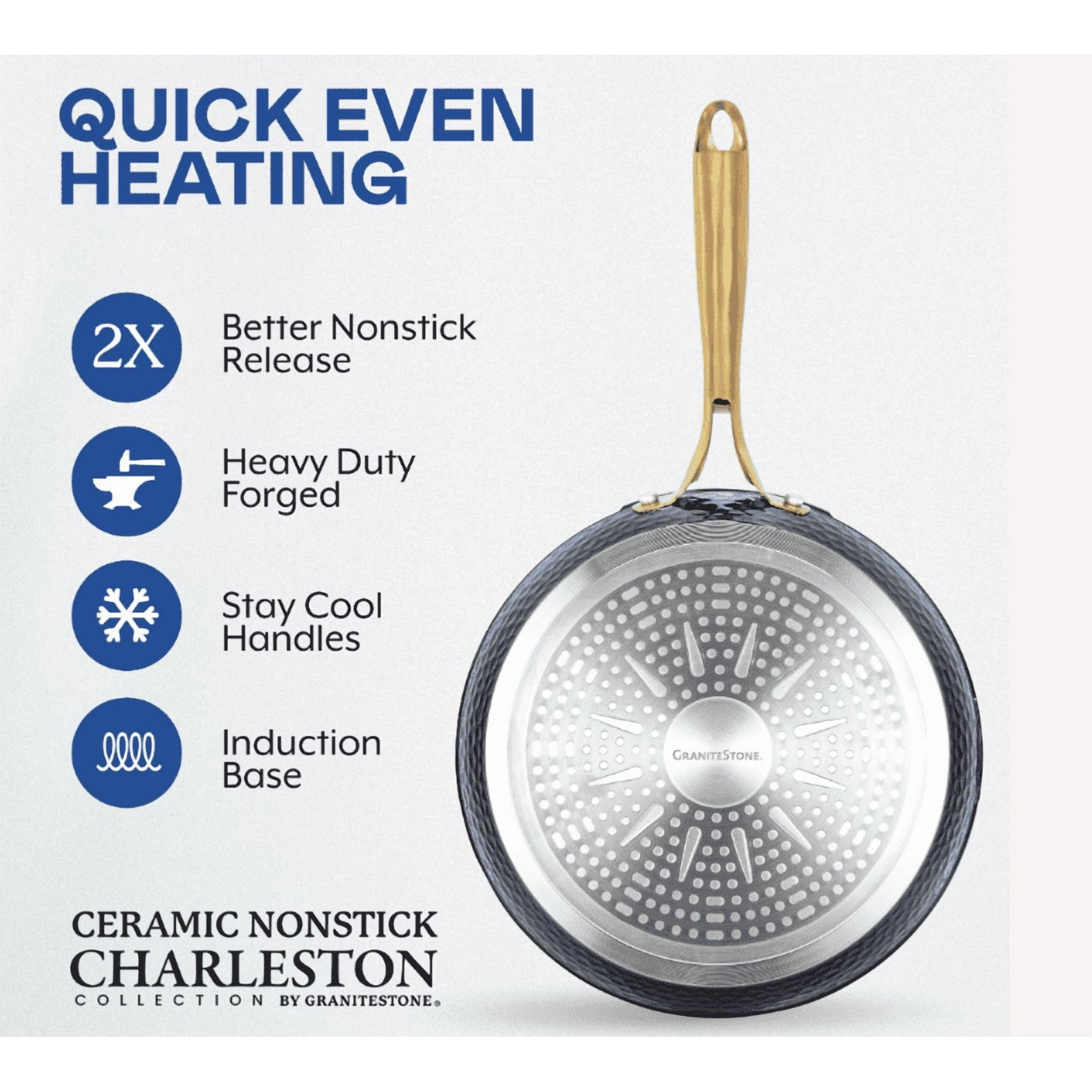 Granitestone 12 Inch Non Stick Frying Pans Nonstick Frying Pan Skillet Nonstick Pan, Large Non Stick Pan, Induction Pan, Kitchen Pans, Cooking Pan, Ceramic Pan for Cooking, Dishwasher Safe, Navy Blue