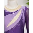 thumbnail image 6 of Xnihocha Girl's Ballet Lyrical Modern Dance Dress Sparkly Rhinestone Long Sleeve Figure Skating Dress Purple 8, 6 of 7