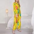 thumbnail image 3 of Gukieu Easter eggs (2) Print Women's Long Sleeve Pajama Set, Button Top Elastic Pocket Pajama Pants Two Piece Set Home Wear-XX-Large, 3 of 7