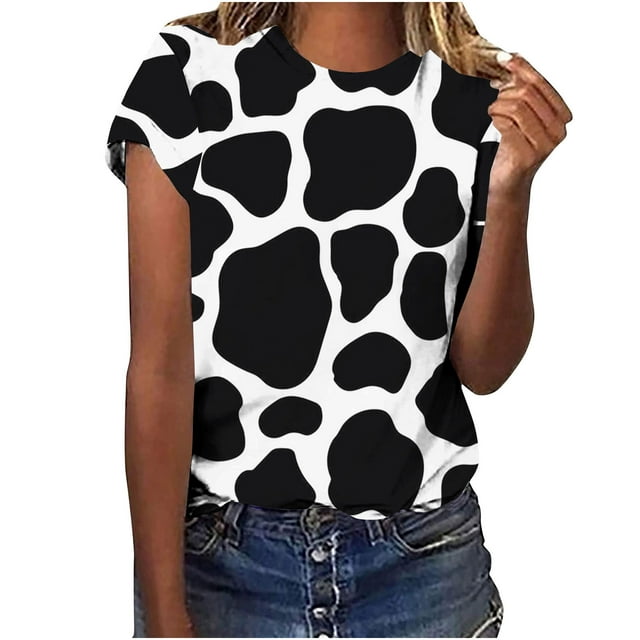 Pompotops T-Shirt à Col en V à Manches Courtes Imprimé Femmes Casual Sexy
