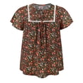 thumbnail image 4 of DARING DIVA Women's Plus Floral Tie Neck Blouse with Ruffle Sleeve 1X Black, 4 of 6