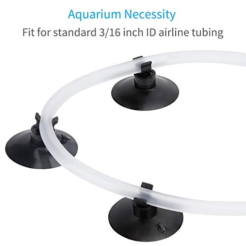 Pawfly 20 Pcs Aquarium Suction Cup Clips 4 mm 3/16 Inch Airline Tube Holders/Clamps for Fish Tank Black 0.2 Inch 