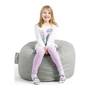 Big Joe Fuf Small Foam Filled Bean Bag Chair, Gray Plush, Soft Polyester, 2 feet