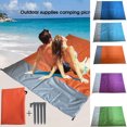 thumbnail image 1 of Neinkie Couverture de Plage Couverture de Plage Extra Large pour 3-5 Adultes, Tapis de Plage Résistant au Sable, Compact et Léger, Couverture de Sable avec 4 Piquets, Parfait pour Voyager, Camping, Randonnée, 1 of 7