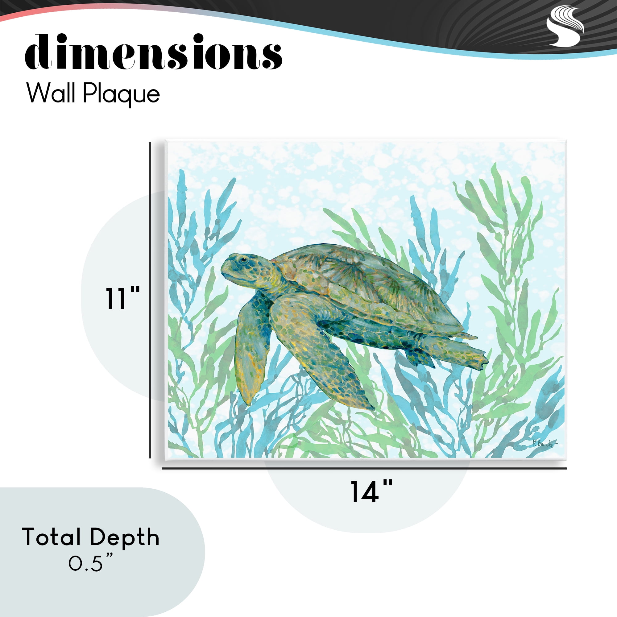 Stupell Industries Tasman Turtle in Seagrass Wall Plaque Art, design by Paul Brent