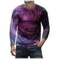 thumbnail image 6 of Men's Long Sleeve Shirts Tie Dye Letter Tshirt Crew Neck Casual Tee Tops Unisex 3D Graphic Print Shirts for Mens Women Fashion Undershirts, 6 of 6