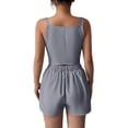 thumbnail image 4 of Casual Summer Outfits 2 Piece Matching Clothing Set Women Fashion Casual Solid Color V Neck Sleeveless High Waisted Shorts Gray Xl, 4 of 5