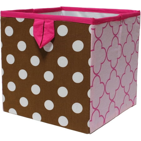 Bacati - Butterflies/Ladybugs Pink/Chocolate Cotton Percale Fabric covered Storage, Small Box, 10 L x 10 W x 10 H inches
