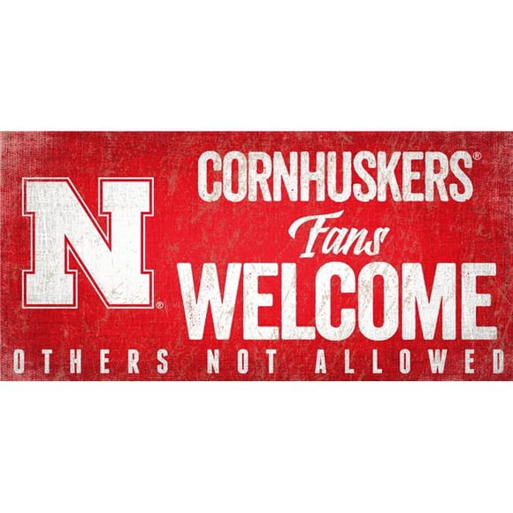 Nebraska Cornhuskers Wood Sign Fans Welcome 12x6