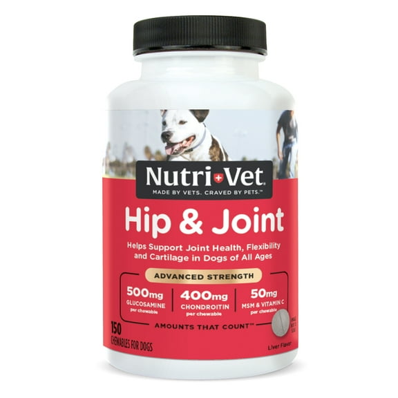 Nutri-Vet Advanced Strength Hip & Joint Chewable Supplements for Dogs - 150ct.
