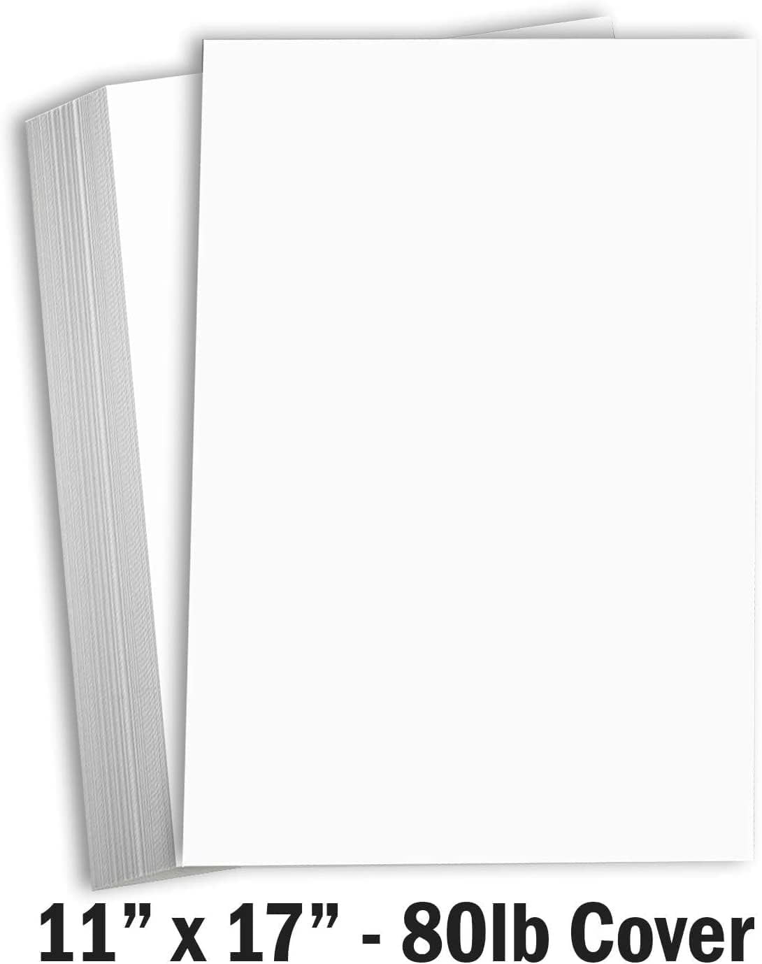 Hamilco White Cardstock Thick 11x17 Paper - Heavy Weight 80 lb Cover Card Stock 50 Pack Bright