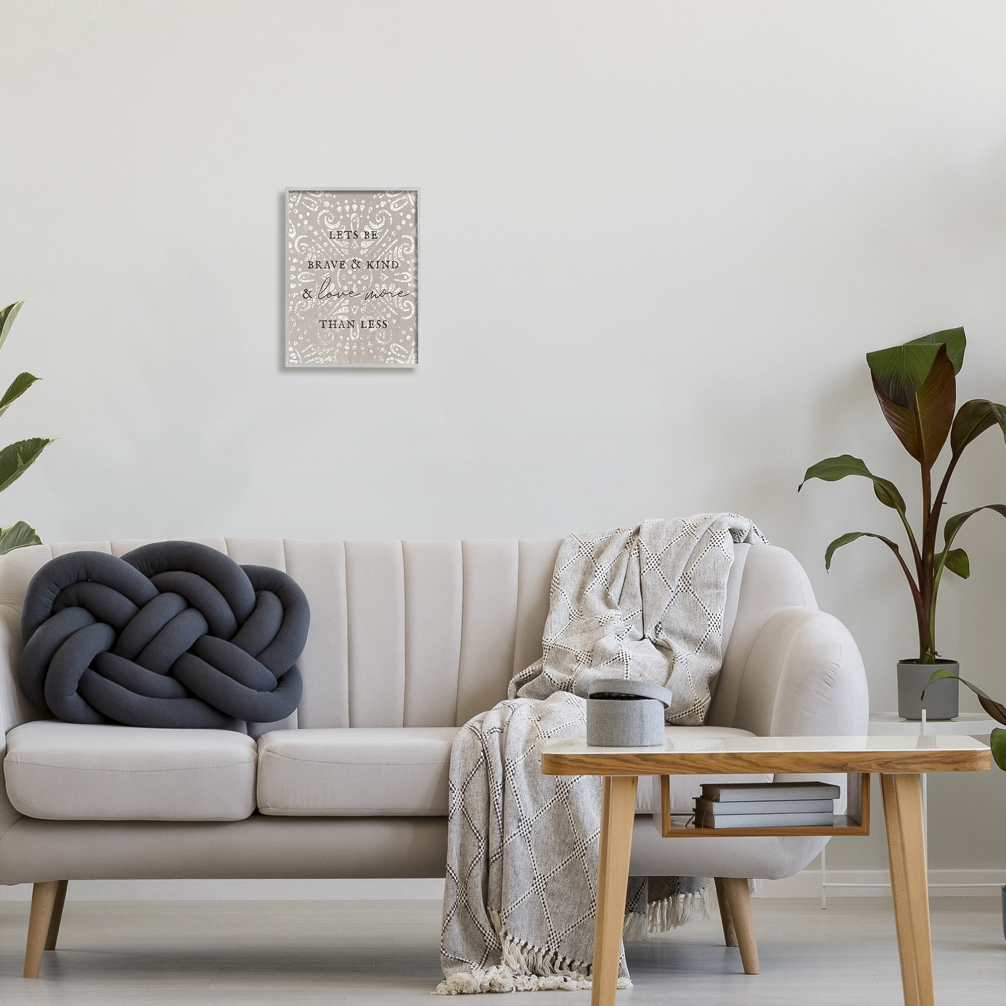 Stupell Industries Love More Than Less Boho Pattern Typography Phrase Framed Wall Art, 11 x 14, Design by Lil' Rue