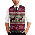 thumbnail image 2 of Dwelliawo Christmas Mens Sweater Vest Formal Knitted V Neck Pullovers Sweater Warm Sleeveless Xmas Ribbed Sweaters Regular Fit Going Out Stretch Vest Deep Red L, 2 of 7