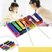 Deluxe Colorful 8 Note Glockenspiel Resonator Bells Set Percussion Musical Educational Teaching Instrument Toy with 2 Mallets for Baby Kids Children