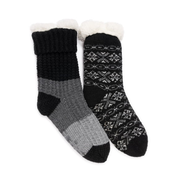 MUK LUKS Women's Tall Cabin Socks, One Size Fits Most, 2-Pack