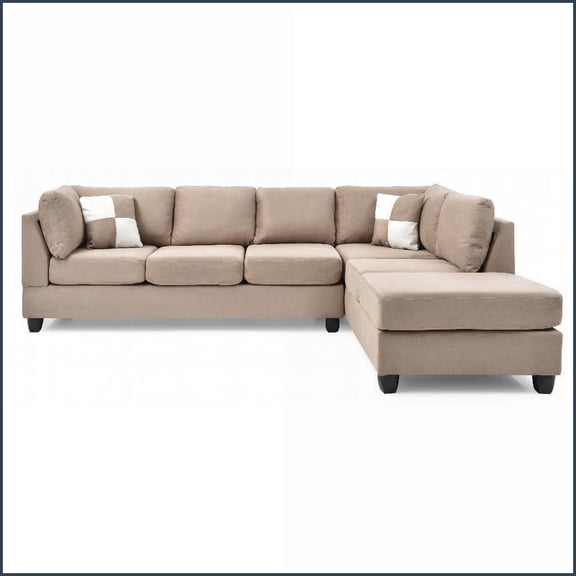 Reversible Mocha Sectional Sofa with Pocketed Coil Comfort - 34"H x 111"W x 78"D | Upholstered | Loose Back