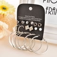 thumbnail image 4 of xeoereki 9 Pairs Earring Rhinestone Inlaid Jewelry Gift Alloy Stud Hoop Earrings Set for Dating Silver, 4 of 8