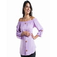 thumbnail image 1 of Blusa Maternidad Off Shoulder Rayón Fresca Cómoda Ropa Embarazo Blusa Mujer Versátil Color Lila, 1 of 4