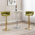 thumbnail image 6 of LukeAlon Velvet Adjustable Barstools Set of 2, Modern 360° Swivel Counter Stools with Golden Base Upholstered Open Back Tall Bar Chairs with Footrest for Home Kitchen, Green, 6 of 8