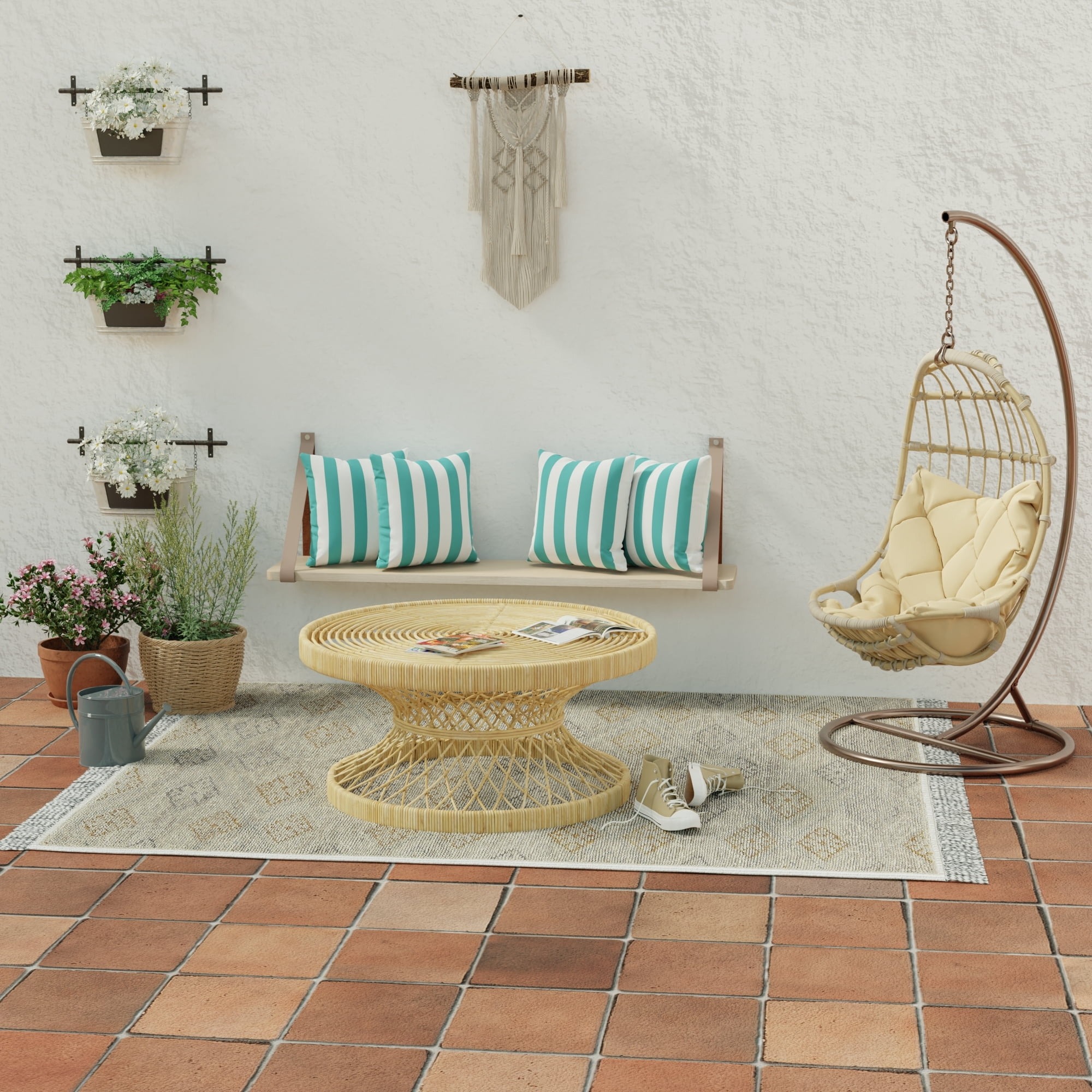 Jordan Manufacturing 17" x 17" Arch Teal Stripe Square Outdoor Throw Pillow (2 Pack)