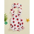 thumbnail image 2 of Bagilaanoe Newborn Baby Girl Summer Rompers Print Fly Sleeve Bodysuits + Headband 3M 6M 9M 12M 18M 24M Infant One Piece Jumpsuit, 2 of 7