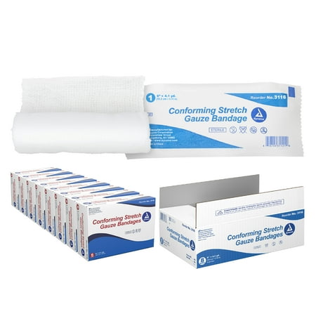 Dynarex Stretch Gauze Bandages, 6" x 4.1 yds, Sterile & Latex-Free, Wound Care in Medical and Home Environments, 1 Case of 48 Dynarex Stretch Gauze Bandages