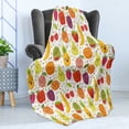 thumbnail image 4 of Fruits Soft Flannel Fleece Blanket, Smiling Banana Funny Mulberry Happy Apricot Peach Hearts Lemons Kids Nursery Theme, Cozy Plush for Indoor and Outdoor Use, 60" x 80", Multicolor, by Ambesonne, 4 of 5