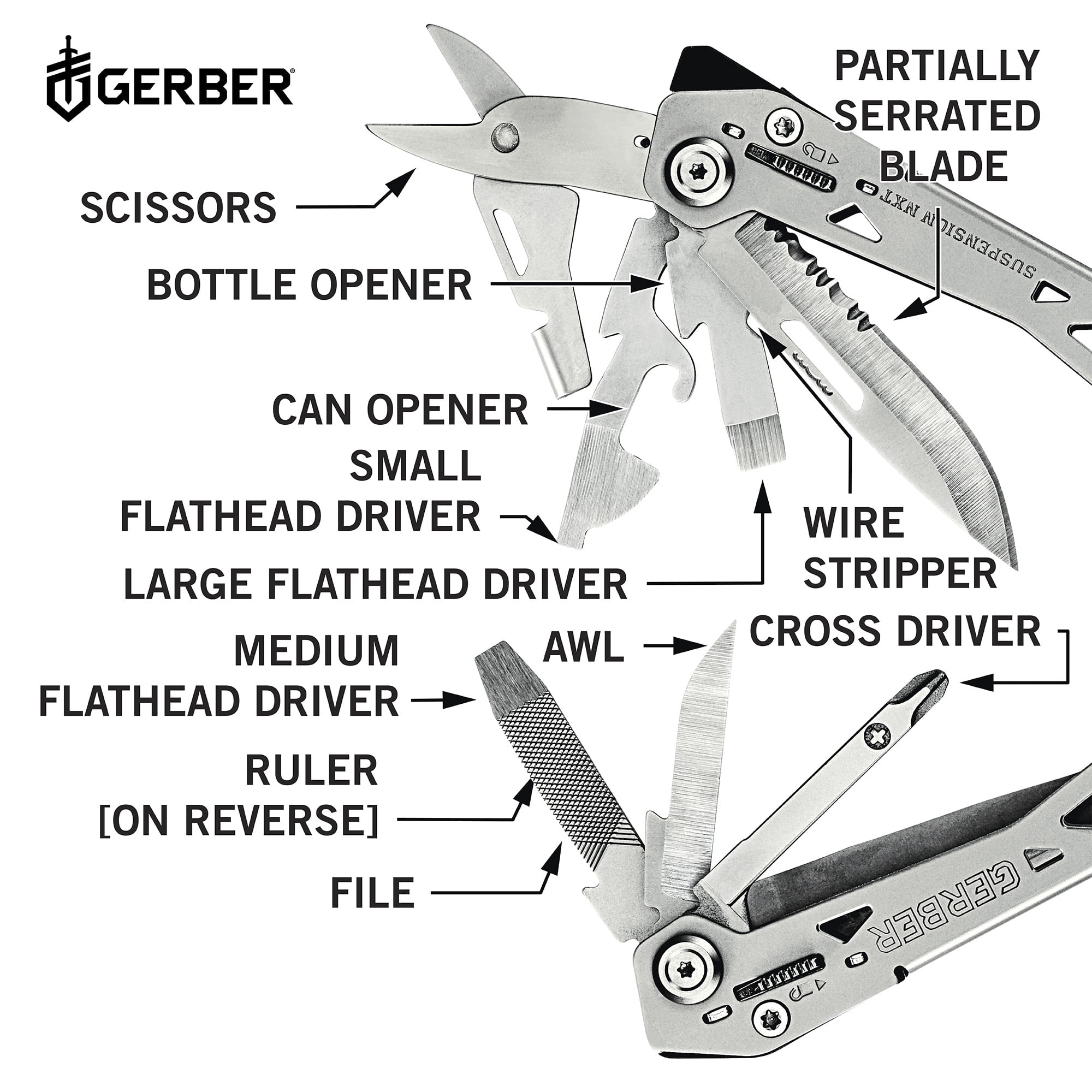 Gerber Suspension NXT, 15-in-1 Multitool, EDC, Silver