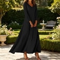 thumbnail image 2 of Nowekniz Women's Solid V Neck Maxi Dress Elegant A-Line Long Flowy Dress For Wedding Guest Cocktail Party Formal, 2 of 6
