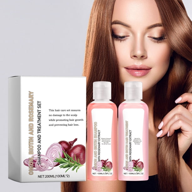 Set de champú y biotina de 200 ml, sin parabenos, champú sin silicona para todo tipo de cabello, acondicionador, cuidado del cabello, caída y adelgazamiento del cabello, champú para el crecimiento