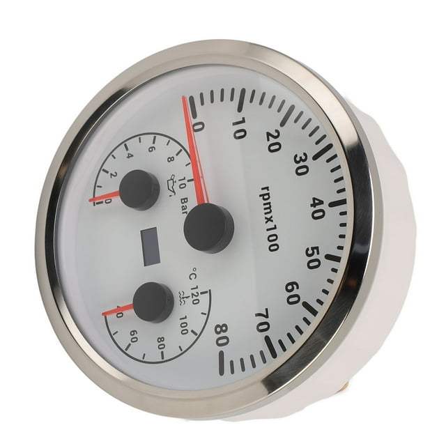 3 in 1 Electrical Tachometer Gauge RV in 1 Tachometer Oil Pressure Gauge Water Temp Gauge 40 to 120 degrees Celsius 7 Colors Backlit for RV Yacht Truck