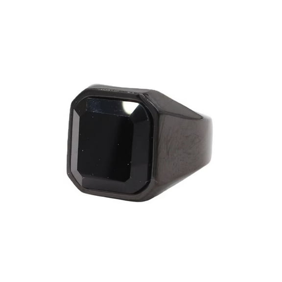 PAURO Men's Stainless Steel Vintage Punk Square Black Gemstone Ring for Wedding Statement Size 10