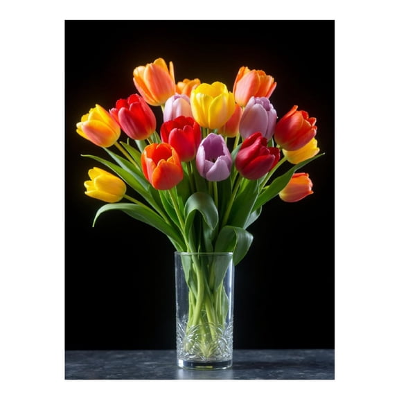 Diamond Art Kits for Adults, Colorful Tulips In Glass Vase 5D Diamond Painting Kits for Adults Beginners, DIY Full Drill Diamond Painting, Gem Art and Crafts 12x16