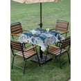 thumbnail image 4 of Outdoor Tablecloth with Umbrella Hole for Patio/Picnic/Party/Camping, Vintage Blue Coastal Waterproof Table Cloth Square Cover Washable, Beach Coral Starfish Modern Abstract (60"x 60"), 4 of 9
