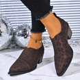 thumbnail image 4 of EKVAHL Women's Slip‑On Low Heel Booties, Classic Faux Suede Pointed Toe Walking Pumps, Stable Stacked Heel Ankle Boots Brown, 4 of 5