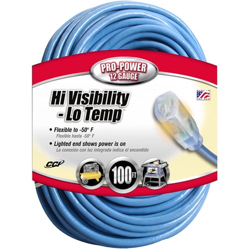 Coleman Cable 12 3 Hi-Visibility Low-Temperature Outdoor Extension Cord, 100-Foot by Coleman Cable