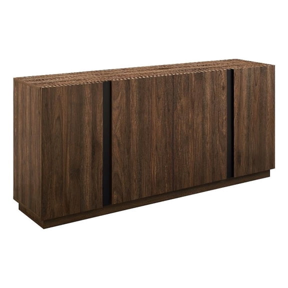 Pemberly Row 70" Modern 4-Door Wood Sideboard in Dark Walnut