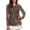Brown Leopard Print, variant on Striped Four-Leaf Women's Golf Top Quick Dry Soft Athletic Polo Workout Tops Fashionable Quarter Zip Pullover for Tennis Hiking & Outdoor Sports Size XS