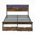 thumbnail image 5 of Full Size Metal Platform Bed Frame with Wooden Headboard and Footboard - No Box Spring Needed, Easy Assembly, Gray, for Bedroom, 5 of 18