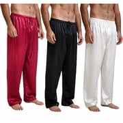 Men's Silk Satin Pajamas Pants Sleep Bottoms Nightwear Trousers