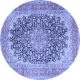thumbnail image 1 of Ahgly Company Machine Washable Indoor Round Medallion Blue Traditional Area Rugs, 4' Round, 1 of 4