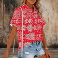 thumbnail image 4 of Womens Button Down Shirts Oversized Short Sleeve Floral Printed Blouses Casual Work Tops Drop Shoulder Outfit Clothes White Button Up Shirt Women, 4 of 6