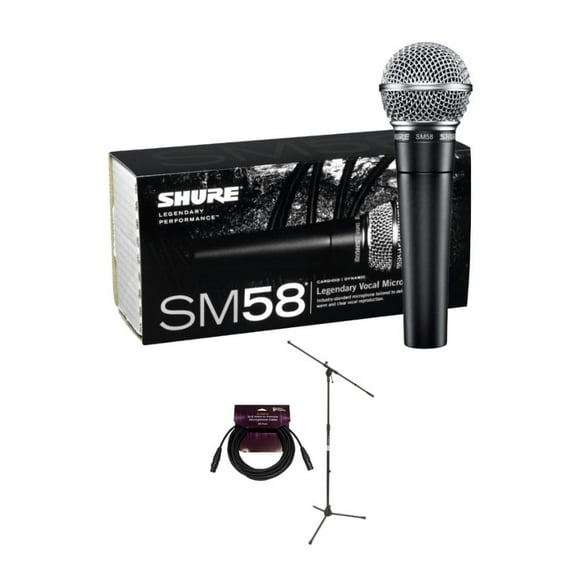 Micrófono Shure SM58 Cardioid Dynamic Vocal con soporte y cable