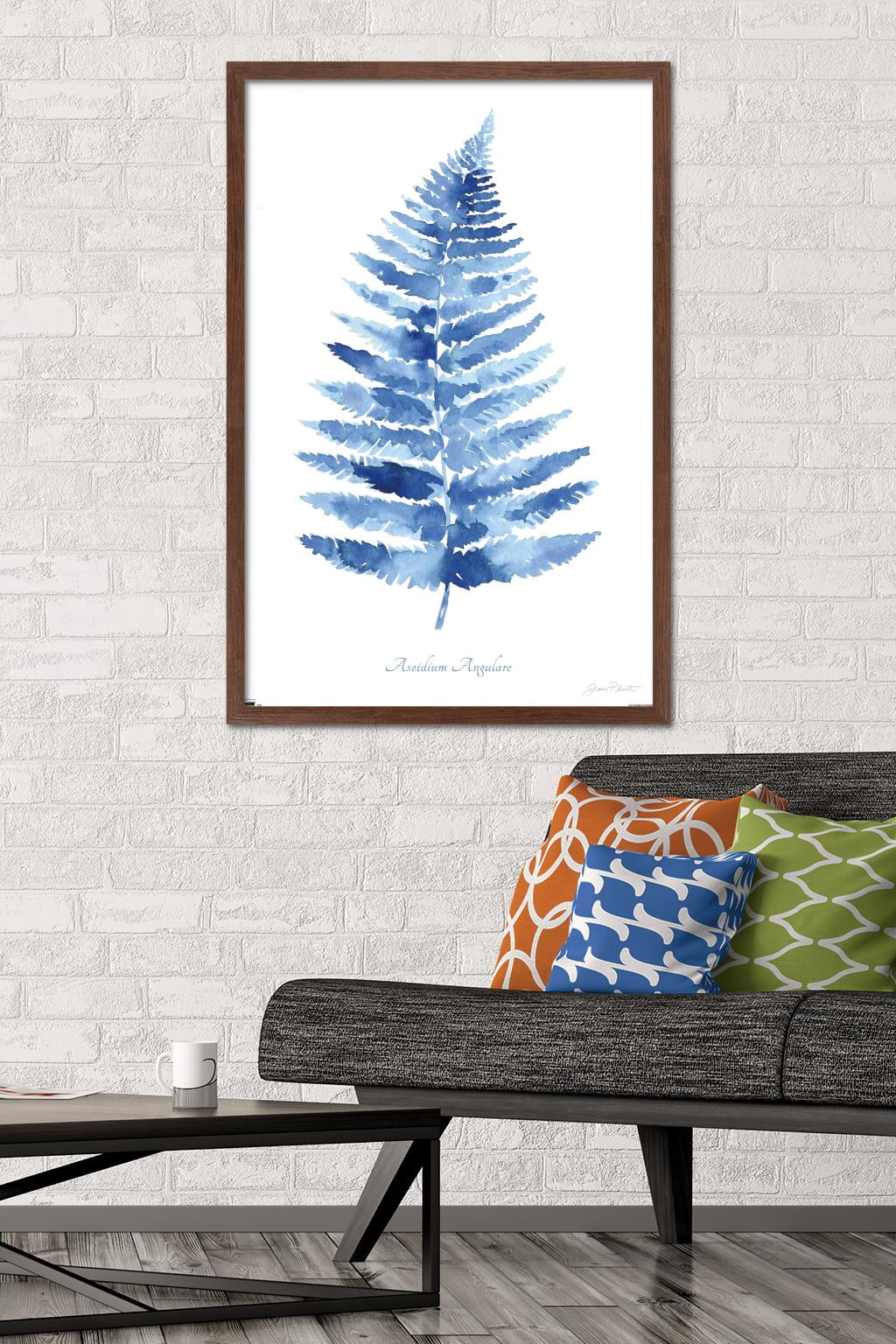 Jean Plout - Indigo Botanical Asoidium Angulare Wall Poster, 22.375" x 34" Framed