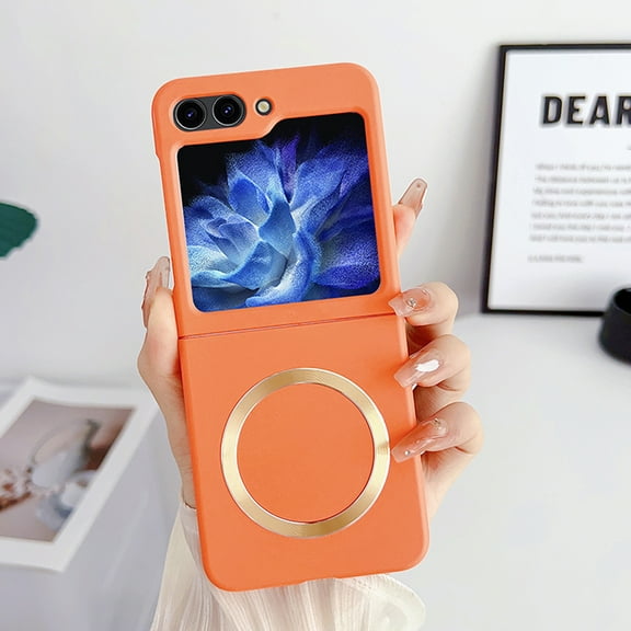 for Samsung Galaxy Z Flip 7 5G Matte Case, Compatible with MagSafe Shockproof Ultra Thin Hard PC Shookproof Folding Anti-Drop Wear-Resistant for Samsung Galaxy Z Flip 7 6.7 inch, Orange