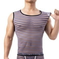 thumbnail image 2 of Penkiiy Men's Soft Mesh Striped Tank Tops Sleeveless Fitness Undershirt Vest M Gray, 2 of 6