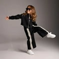 thumbnail image 3 of Toddler Girl Two Piece Outfit Set Zip Up Jacket and Elastic Waist Pants with Side Stripe Design Comfortable Fit, 3 of 6